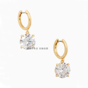 纯原 欧美小众设计ks时尚女 圆形切面超闪锆石耳环耳饰 耳坠 多色