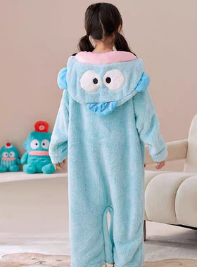 可爱丑鱼睡衣儿童搞怪连体亲子秋冬季女童加厚学生睡袍男童小丑鱼