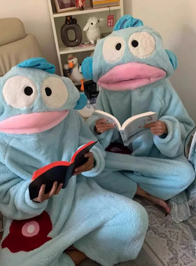 小丑鱼睡衣女卡通可爱珊瑚绒连体冬季新款大头鱼家居服小鱼儿睡袍