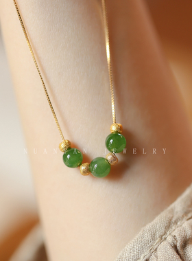 天然和田玉碧玉锁骨链项链