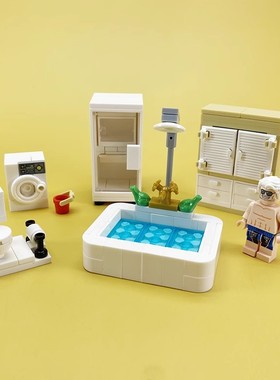 小颗粒积木儿童益智拼装玩具迷你家电冰箱洗衣机男孩拼插场景礼物