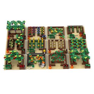 散装积木MOC农场小猪鸡窝狗窝牛棚玉米萝卜地小颗粒积木场景动物