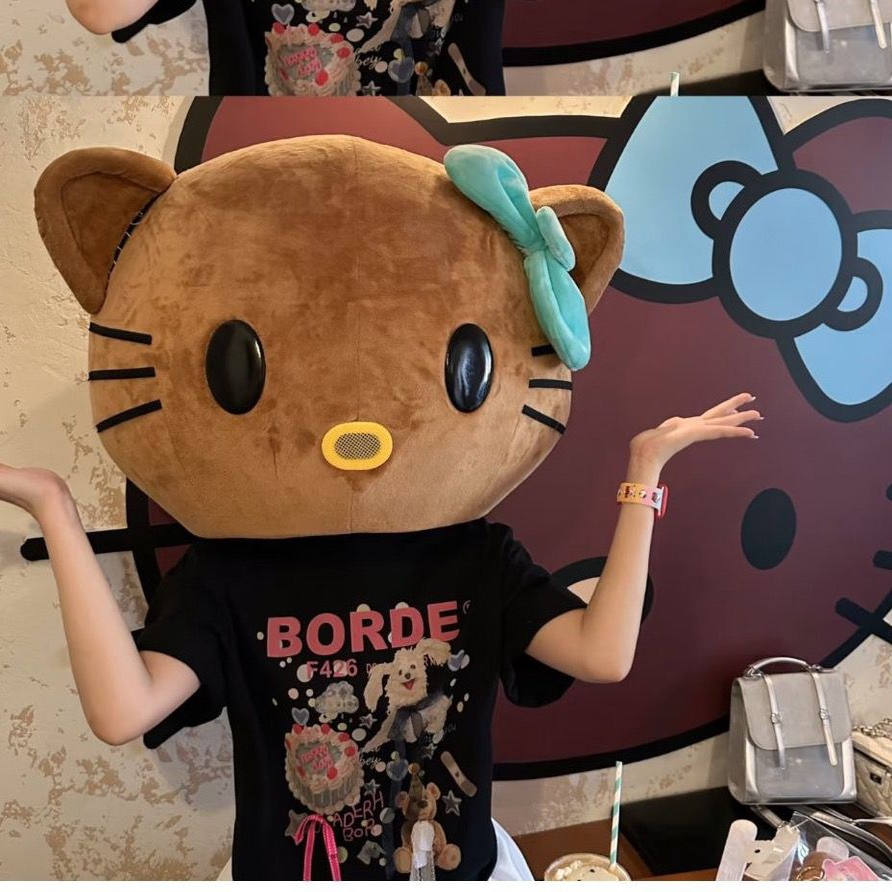 Hello Kitty卡通人偶服头套KT猫头套毛绒玩偶可爱猫咪COSPLAY道具