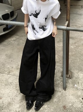 ROGIC逻辑【战途行者】牛仔裤男宽松弯刀裤复古baggyA字休闲长裤