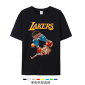 2025湖人联名海贼王之弗兰奇短袖 T恤单双面印花运动休闲大码 潮男