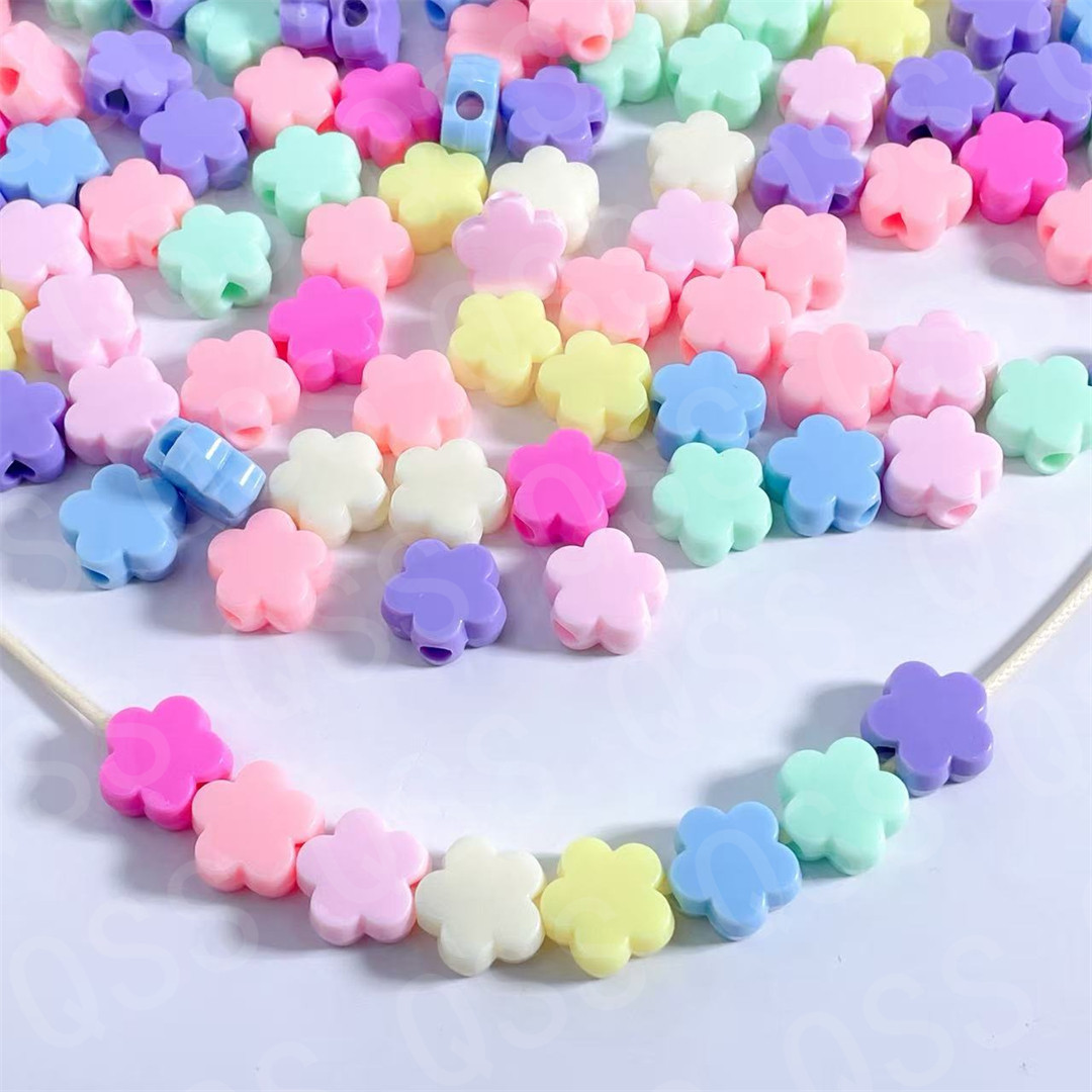 15mm大孔花朵珠马卡龙色亚克力珠儿童DIY手工串珠材料糖果色散珠