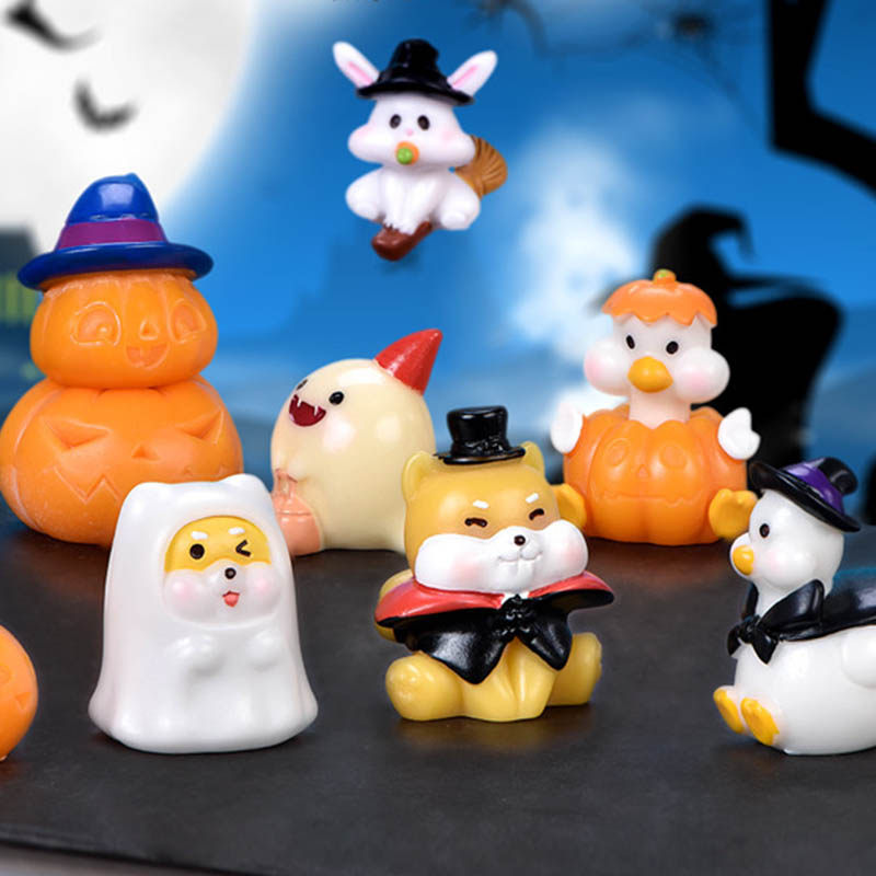 微景观小摆件万圣节小饰品可爱手工造景小动物小人物女巫恶魔小鬼