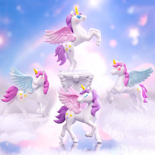 微景观创意手工马摆件梦幻飞马独角兽可爱小动物蛋糕配饰汽车装饰