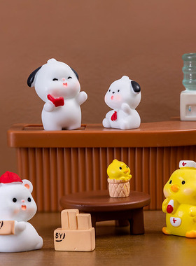 卡通手工职业小动物工作小摆件