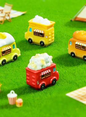 创意手工卡通食品车早餐小车摆件
