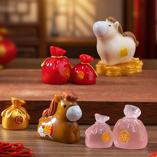 微景观手工创意可爱卡通小动物摆件桌面装饰树脂福袋马年小马摆设