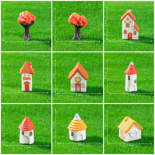 微景观手工造景小房子摆件创意卡通小树可爱树脂房屋桌面花盆装饰