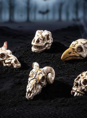 树脂复古乌鸦恐龙骷髅微景观摆件