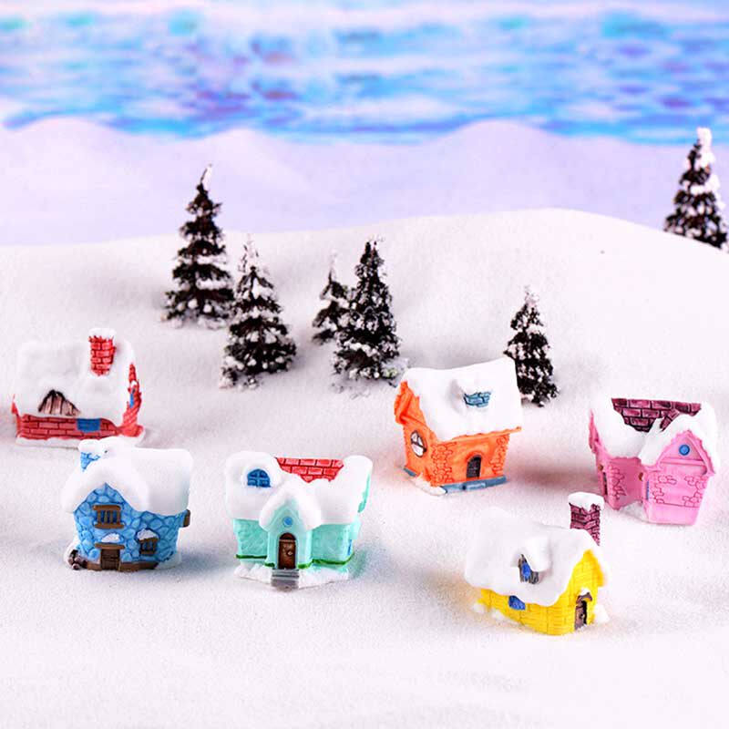 微景观手工卡通房子摆件树脂糖果雪房子桌面多肉卡通屋子房屋建筑