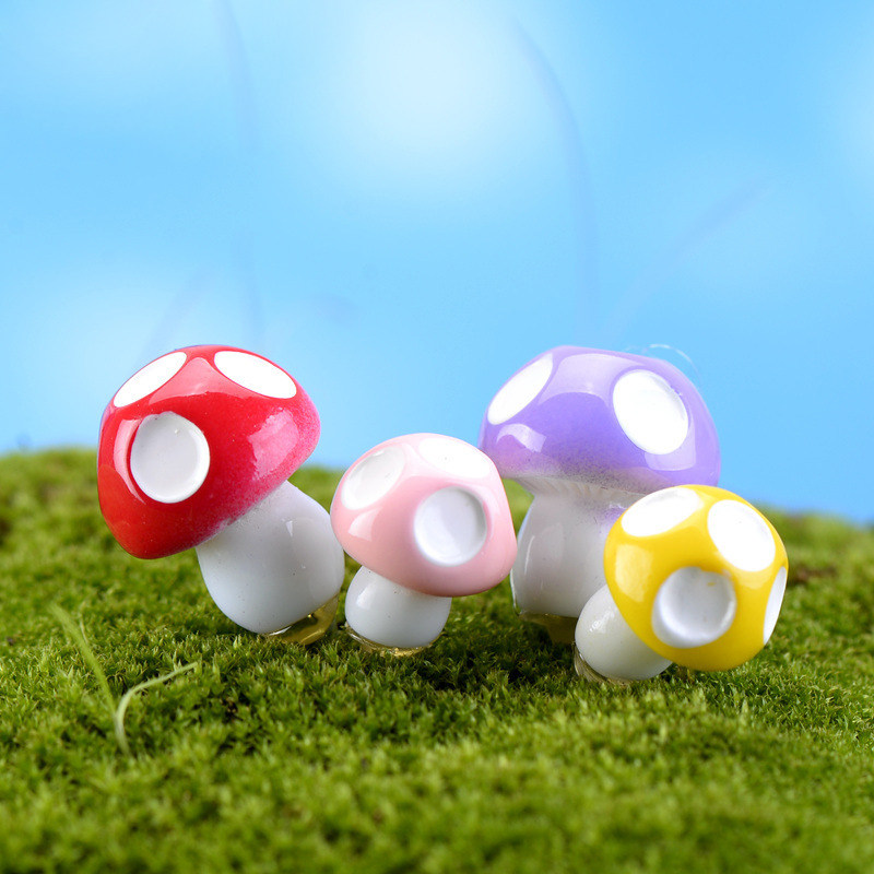 微景观园艺小摆件创意树脂5点4色蘑菇摄影diy道具植物装饰品配件