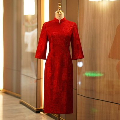 喜婆婆婚改良旗袍新款妈妈礼服高端轻奢高级感结婚平时可穿连衣裙