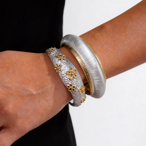 欧美跨境合金喷漆圆形纹路手镯简约时尚气质手环轻奢感手饰女