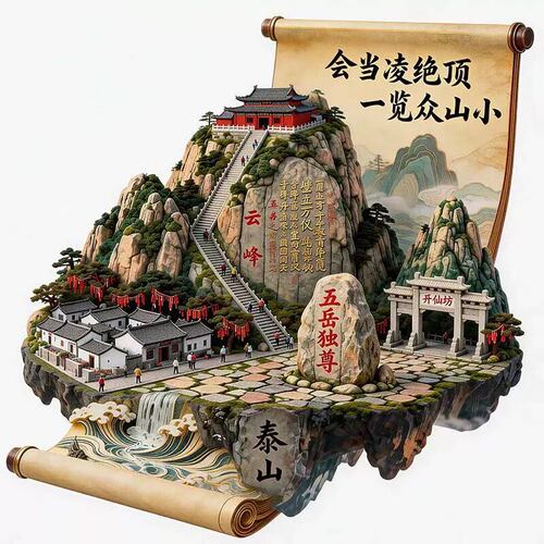 泰山文创冰箱贴2026新款金属立体浮雕磁贴旅游纪念品文创伴手礼