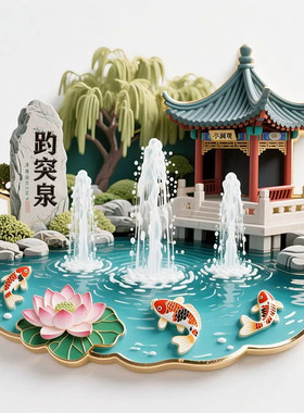 济南文创冰箱贴2026新款金属浮雕磁贴山东济南旅游纪念品伴手礼物