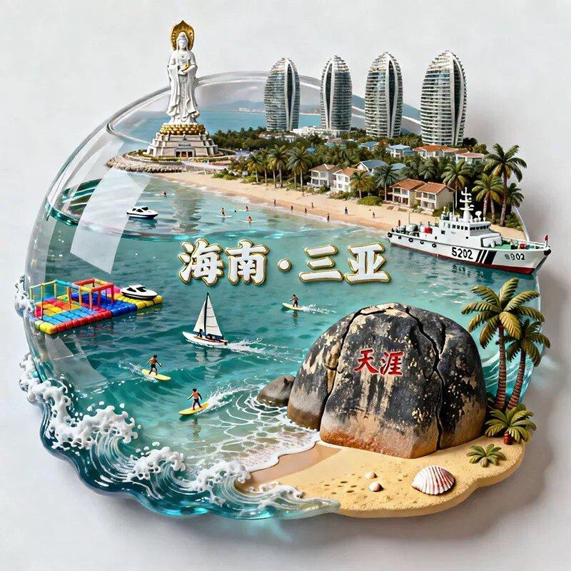 三亚海滩文创冰箱贴2026新款金属立体磁贴三亚旅游纪念品伴手礼物,家居饰品,冰箱贴,淘宝优惠券,粉丝福利购,淘宝优惠卷