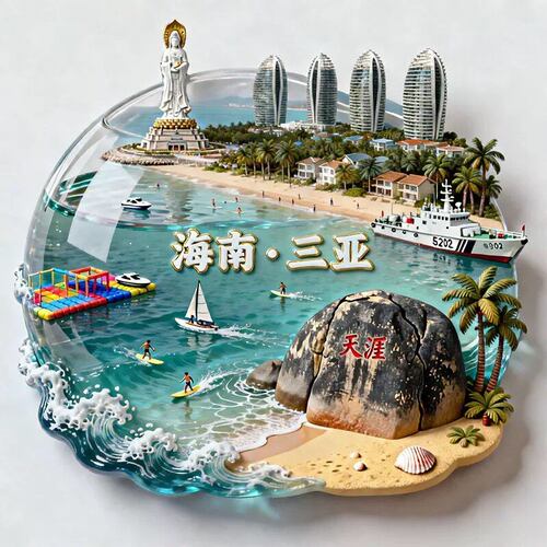 三亚海滩文创冰箱贴2026新款金属立体磁贴三亚旅游纪念品伴手礼物