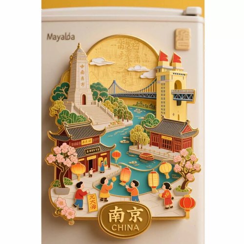南京文创冰箱贴2025新款金属磁贴中山陵长江大桥旅游纪念品礼物