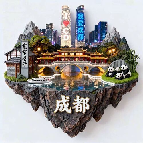 成都多元文创冰箱贴2025新款金属立体磁贴成都旅游纪念品伴手礼物