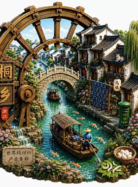 杭州桐乡金属浮雕冰箱贴浙江乌镇旅游纪念品文创伴手礼国潮装饰品