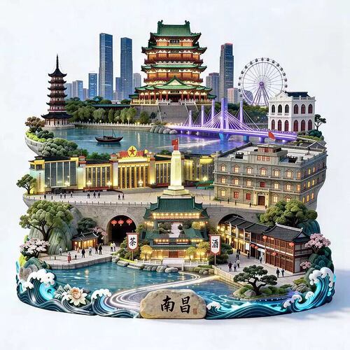 江西南昌文创冰箱贴2026新款金属浮雕磁贴南昌旅游纪念品伴手礼物