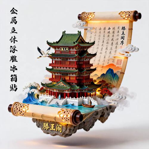 南昌滕王阁文创冰箱贴2026新款3D立体浮雕磁贴旅游纪念品伴手礼物