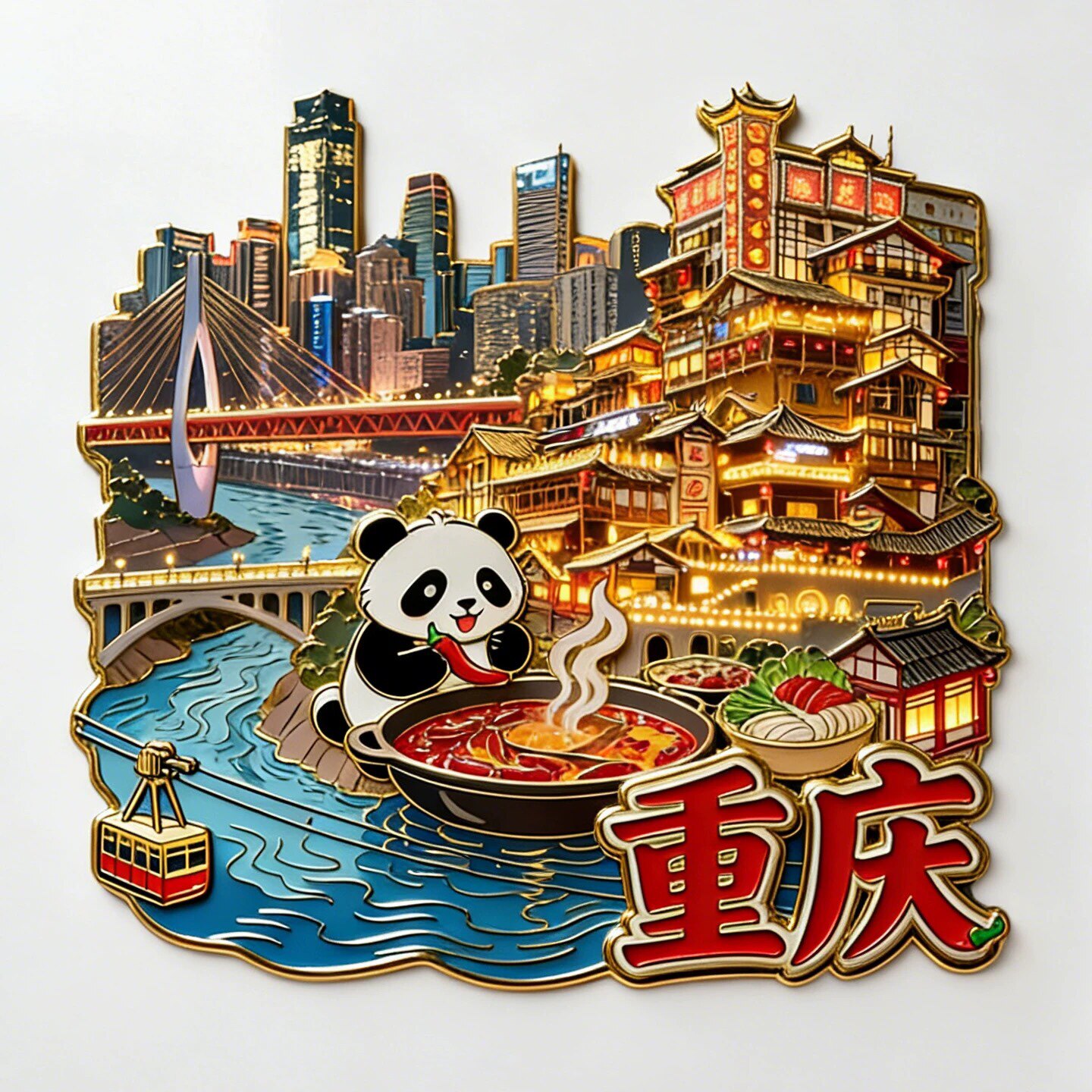 重庆文创冰箱贴2026新款金属立体浮雕磁贴旅游纪念品文创伴手礼物图片