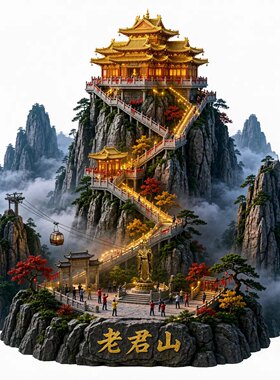 老君山卷轴冰箱贴2026新款金属立体磁贴河南旅游纪念品伴手礼物