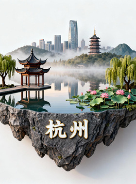 杭州文创冰箱贴2025新款立体悬浮金属磁贴西湖旅游纪念品伴手礼物