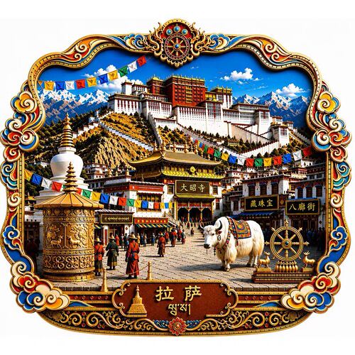 西藏文创冰箱贴2026新款金属浮雕磁贴拉萨布达拉宫旅游纪念伴手礼