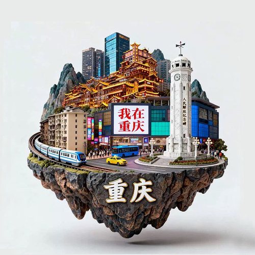 重庆悬浮冰箱贴2025新款金属浮雕磁贴重庆洪崖洞旅游纪念品伴手礼