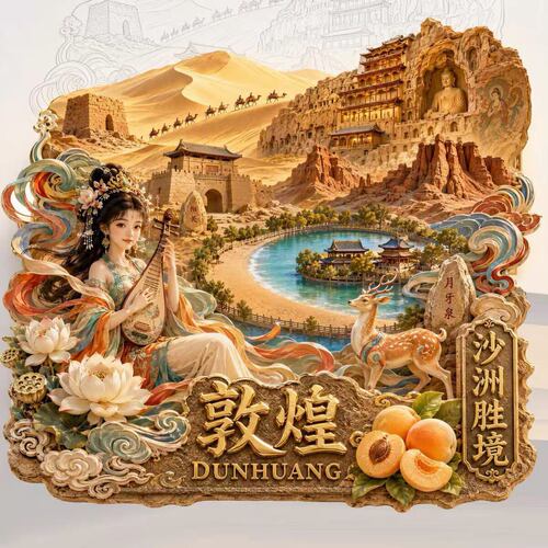 敦煌文创冰箱贴2026新款金属浮雕磁贴甘肃敦煌旅游纪念品伴手礼