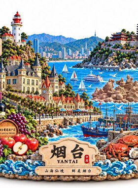 山东烟台文创冰箱贴2026新款金属浮雕磁贴旅游纪念品文创伴手礼