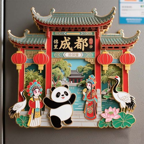成都文创冰箱贴2025新款金属立体浮雕磁贴锦里熊猫旅游纪念品礼物