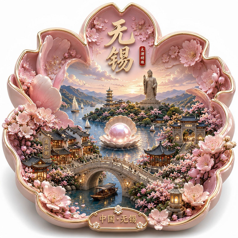 无锡鼋头渚金属冰箱贴立体浮雕磁贴旅游纪念品文创伴手礼物装饰图片