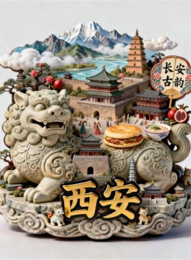 西安文创冰箱贴2026新款大唐不夜城鼓楼大雁塔旅游纪念品伴手礼