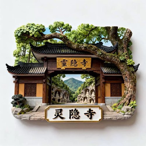 灵隐寺文创冰箱贴2025新款金属浮雕磁贴杭州旅游纪念品伴手礼物