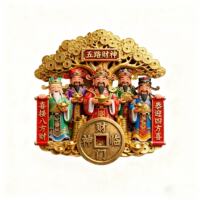 Five Paths God of Wealth Refrigerator Stickers 2025 New Style Metal Three-dimensional Relief Magnetic Stickers for Housewarming and Welcoming the God of Wealth Home Decoration Gift Box thumbnail 7