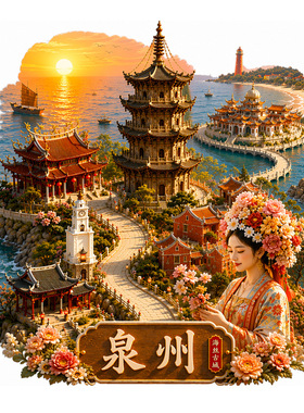 泉州文创冰箱贴2026新款金属浮雕冰箱贴簪花钟楼旅游纪念品伴手礼