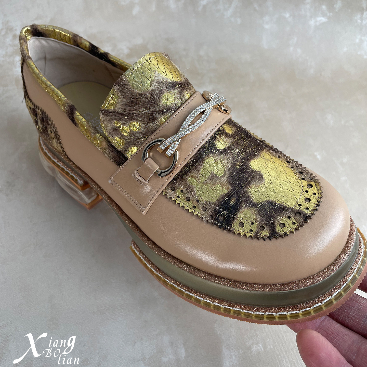 XIANGBOLIAN 手工鞋法试粗跟单鞋子女士高级感马毛气质懒人乐福鞋,女鞋,深口单鞋,淘宝优惠券,粉丝福利购,淘宝优惠卷