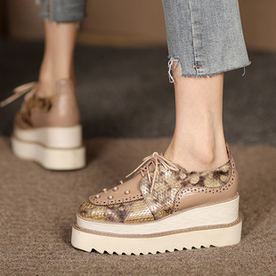 厚底单鞋 休闲潮流英伦小皮鞋 原创春秋新款 杨小东真皮7厘米松糕鞋