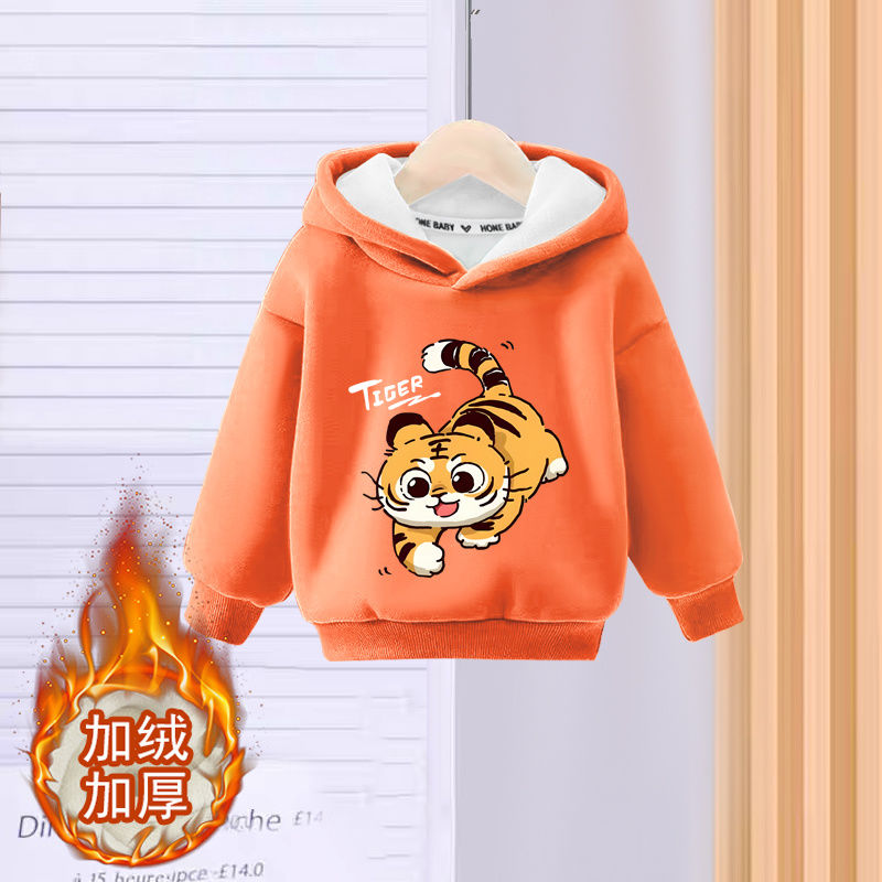 男女童卫衣加绒加厚秋冬2025新款宝宝儿童冬装中小童连帽上衣冬季