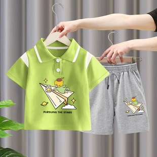 男童短袖夏季2025新款套装酷帅男小童装韩范儿童polo衫宝宝夏装潮