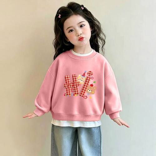 女童春秋假两件小熊卫衣