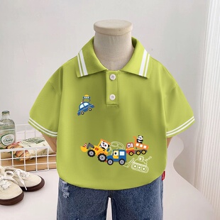 男童短袖t恤POLO衫 2025新款儿童装夏季休闲宽松薄款上衣大童夏装
