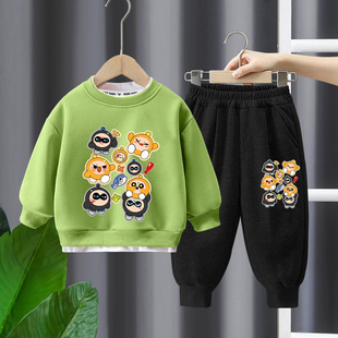 男童套装春装2024新款卫衣男孩宝宝潮帅气时髦春秋款儿童运动童装